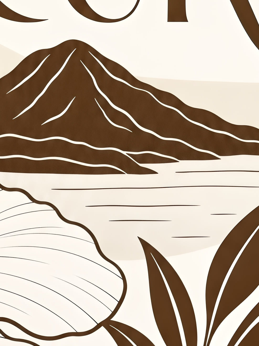 Detail a taille reelle du tirage, affiche martinique ile en fleur au trait brun