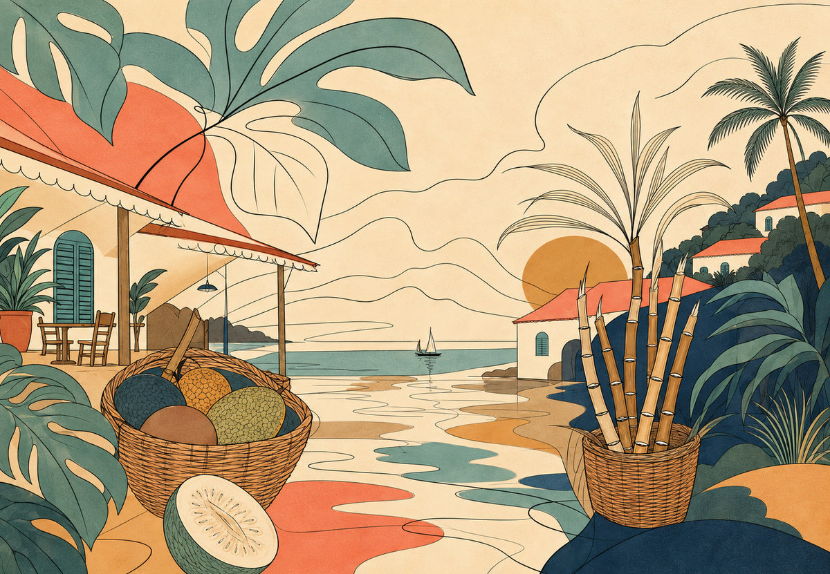 Martinique - Der Strand in Linien (Querformat)