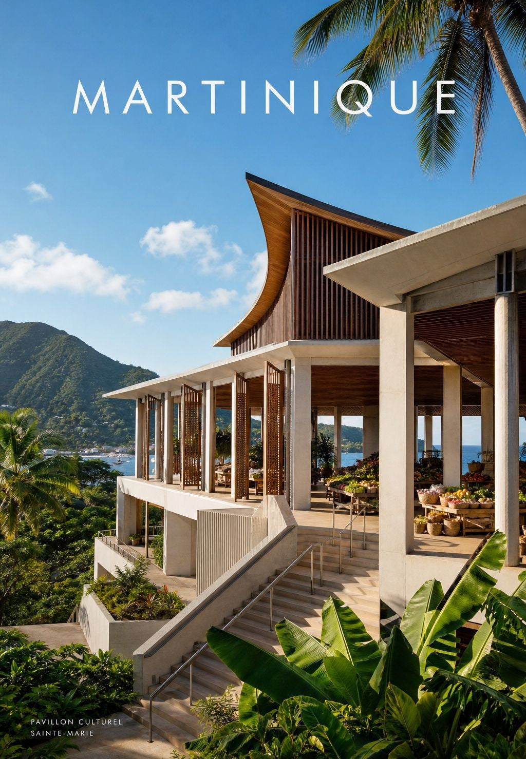 Martinique - Der moderne Pavillon zur Bucht hin offen