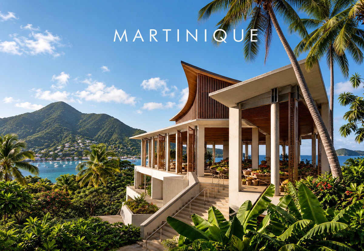 Martinique - Le pavillon moderne ouvert sur la baie (Paysage)