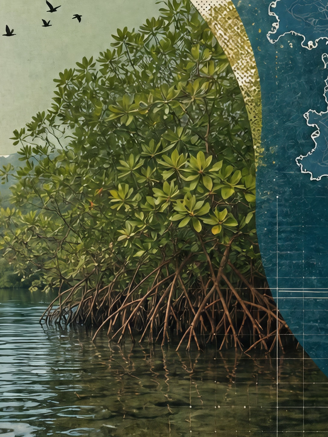 Detail a taille reelle du tirage, affiche martinique le portrait graphique de l ile volcan