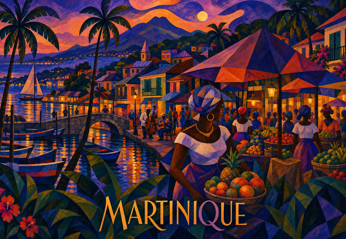 Martinique - Der Markt bei Einbruch der Nacht (Querformat)