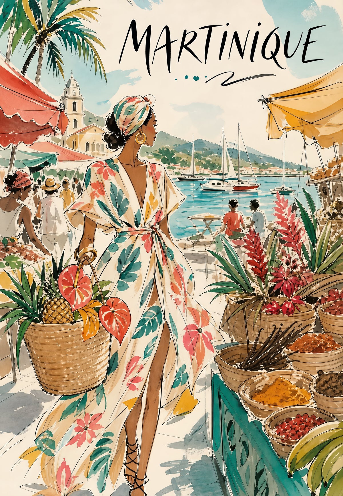 Martinique - Silhouette auf dem Markt