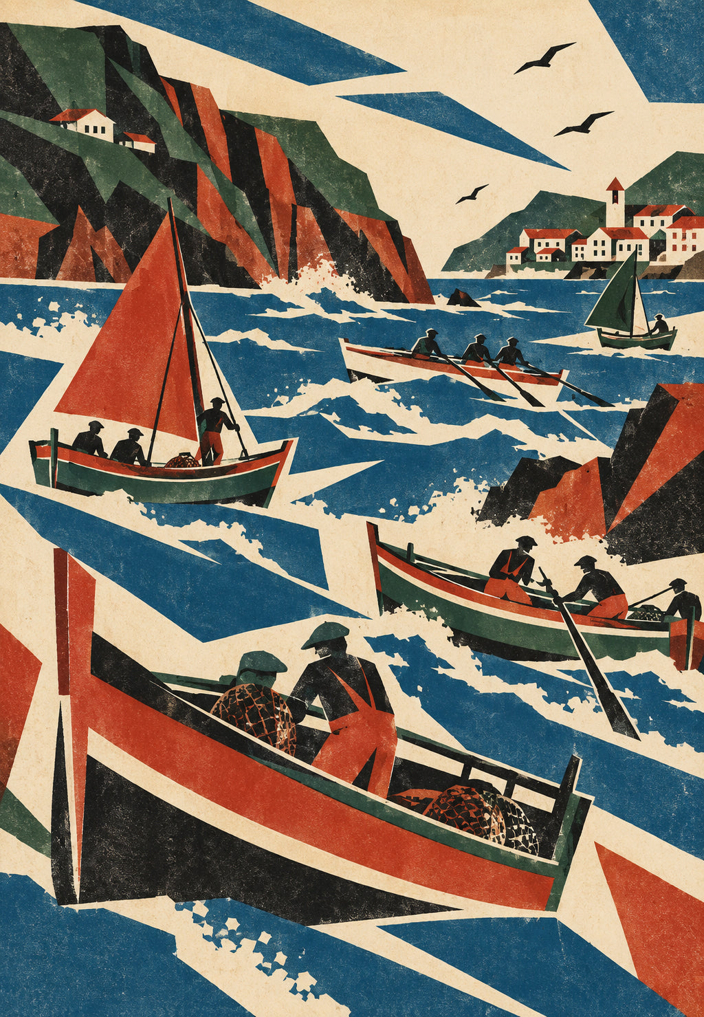 Barche di pescatori sotto la scogliera