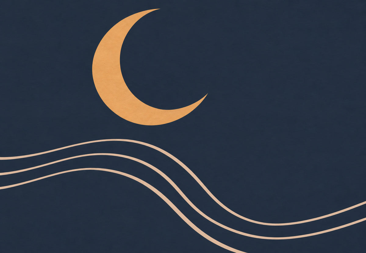 Croissant de lune au-dessus des vagues (Paysage)