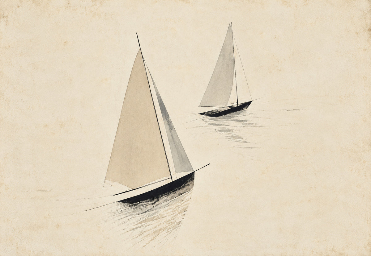 Zwei Segelboote in einer Regatta (Querformat)
