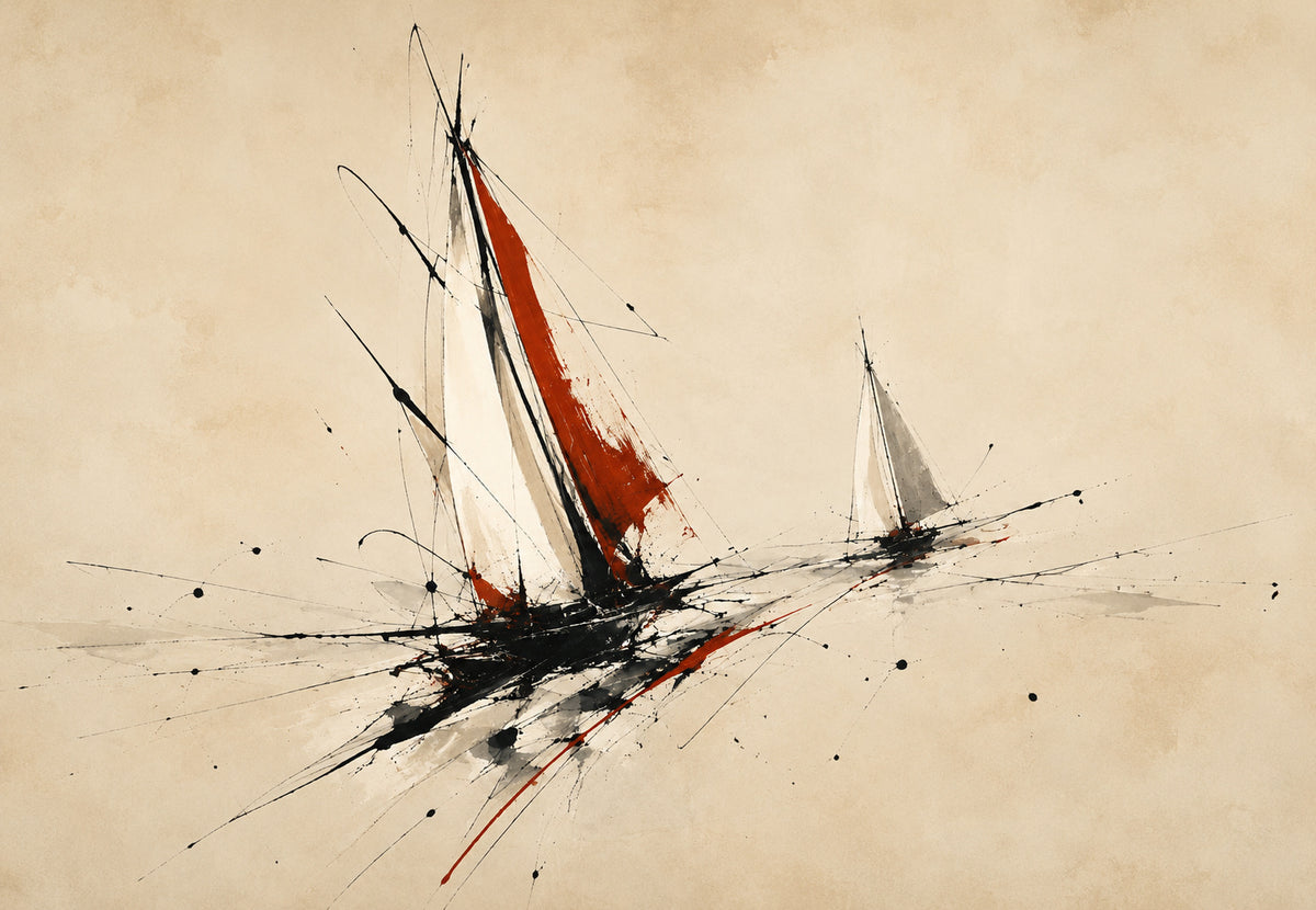 Zwei Segelboote auf dem Weg zur offenen See (Querformat)