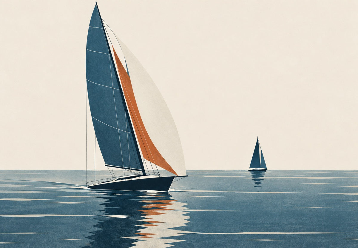 Das orangefarbene Segel und der Horizont (Querformat)