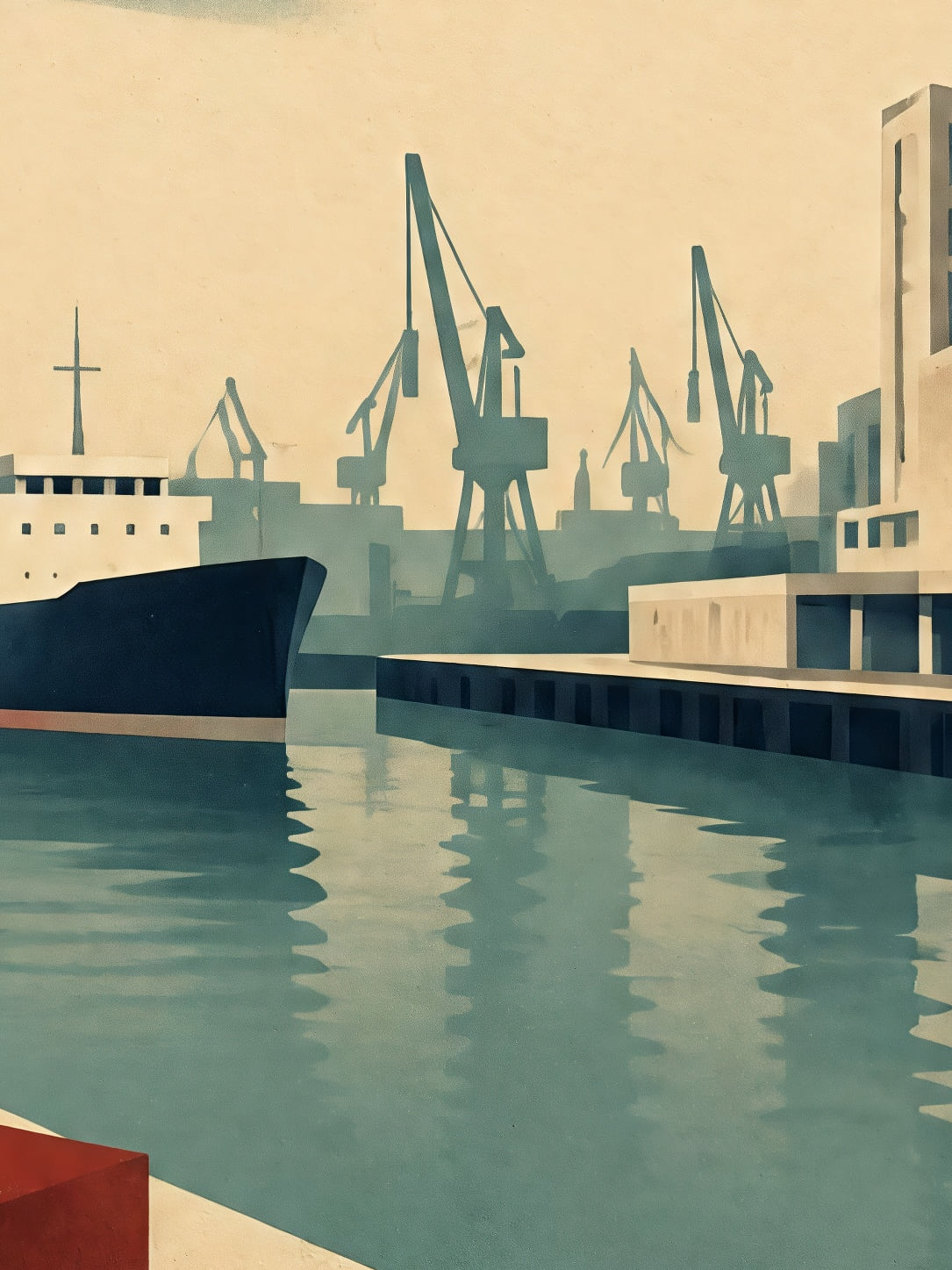 Detail a taille reelle du tirage, affiche mer le havre vu depuis le quai