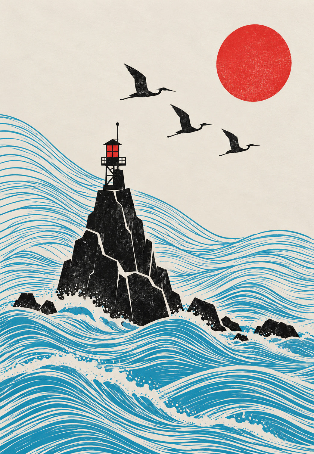 Il faro sotto il sole nascente