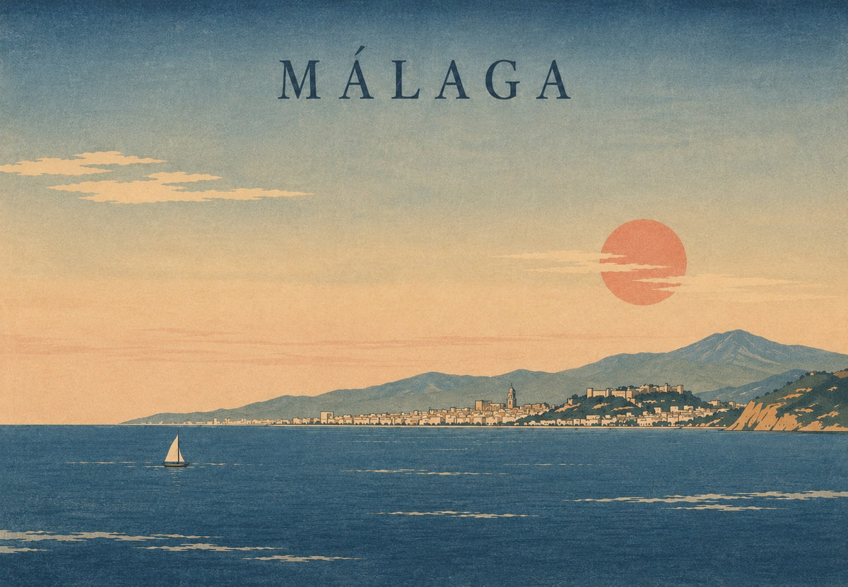 Málaga au soleil couchant (Paysage)