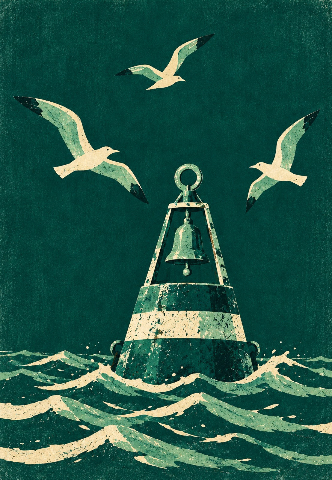 Seagulls Around the Bell Buoy