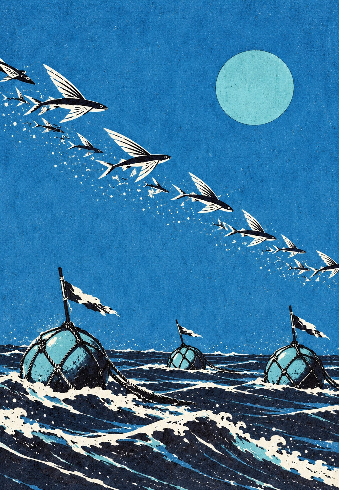 Flying Fish Under the Moon