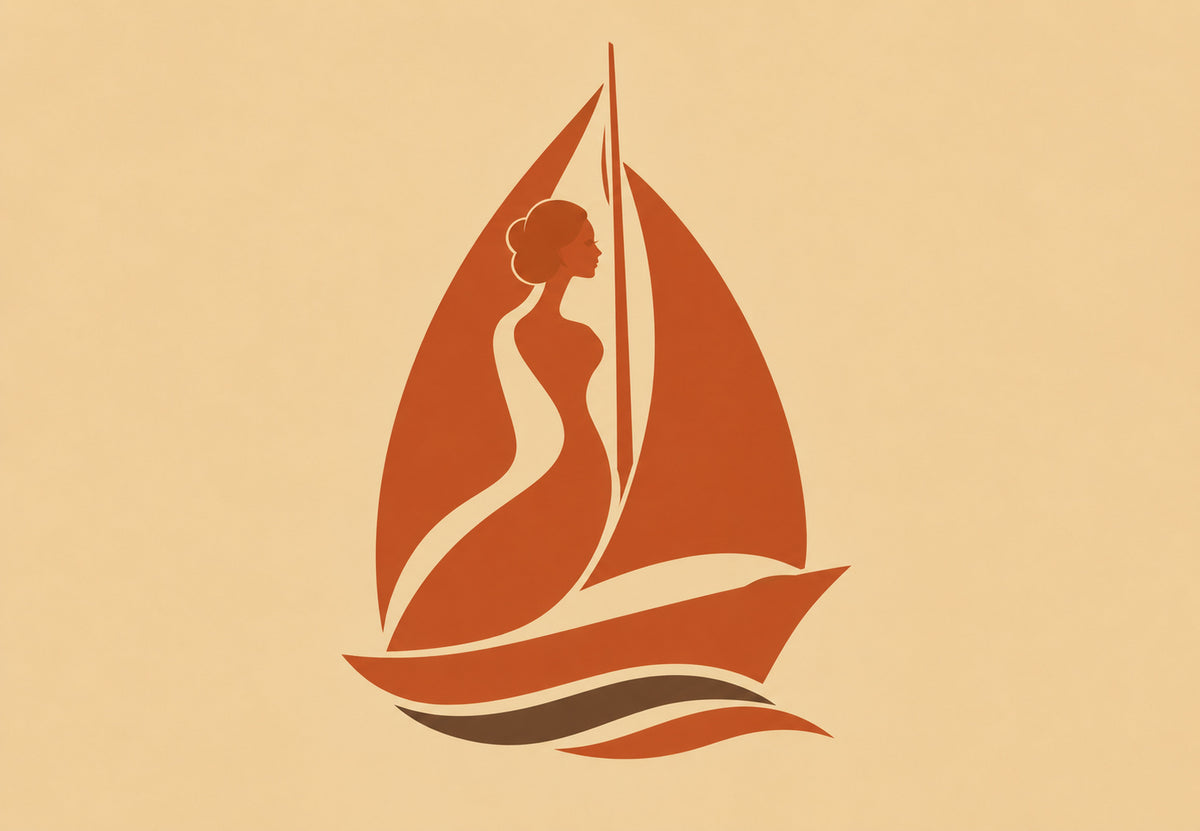 Silhouette und Segelboot (Querformat)
