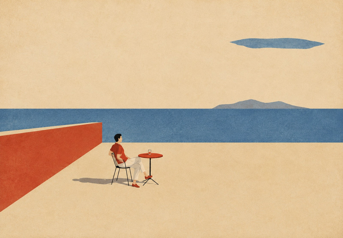 Terras met zicht op zee (Liggend)