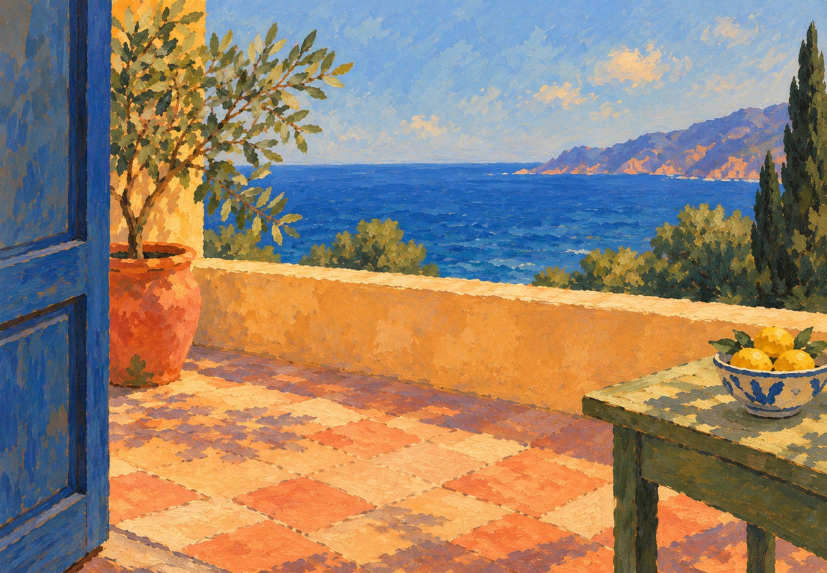 Terrasse mit Blick aufs Mittelmeer (Querformat)