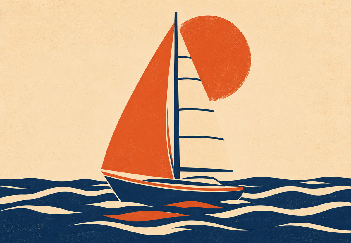Zeilboot bij zonsondergang (Liggend)