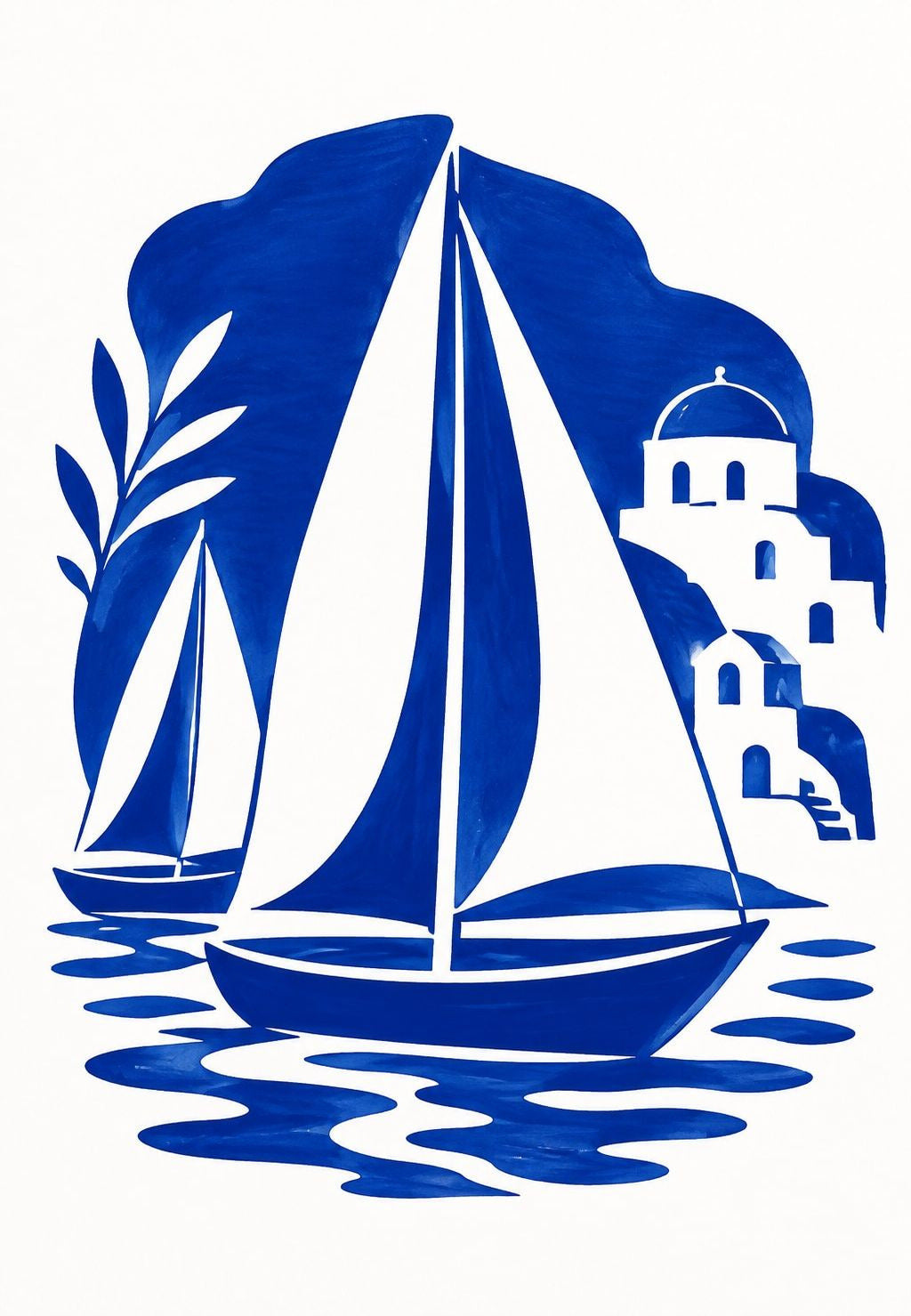 Sailboats Before the White Village