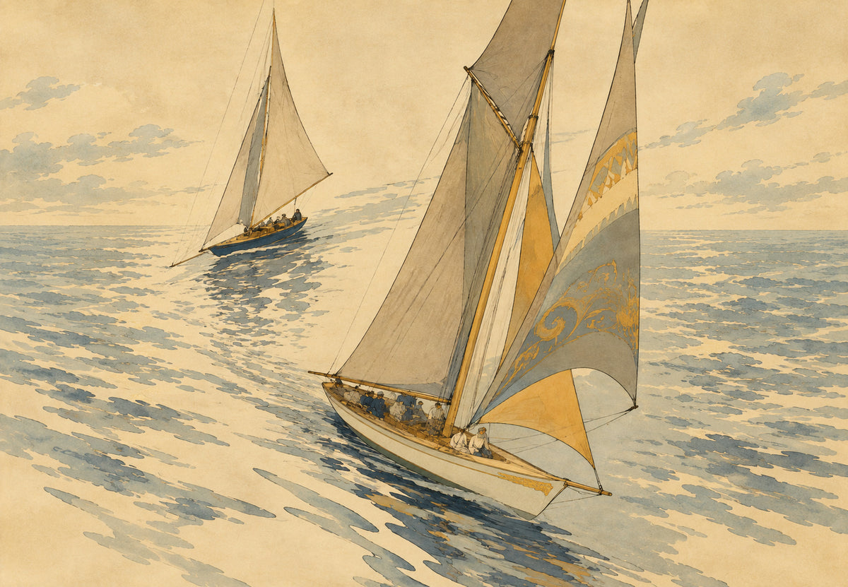 Zeilboten in een regatta op een glinsterende zee (Liggend)