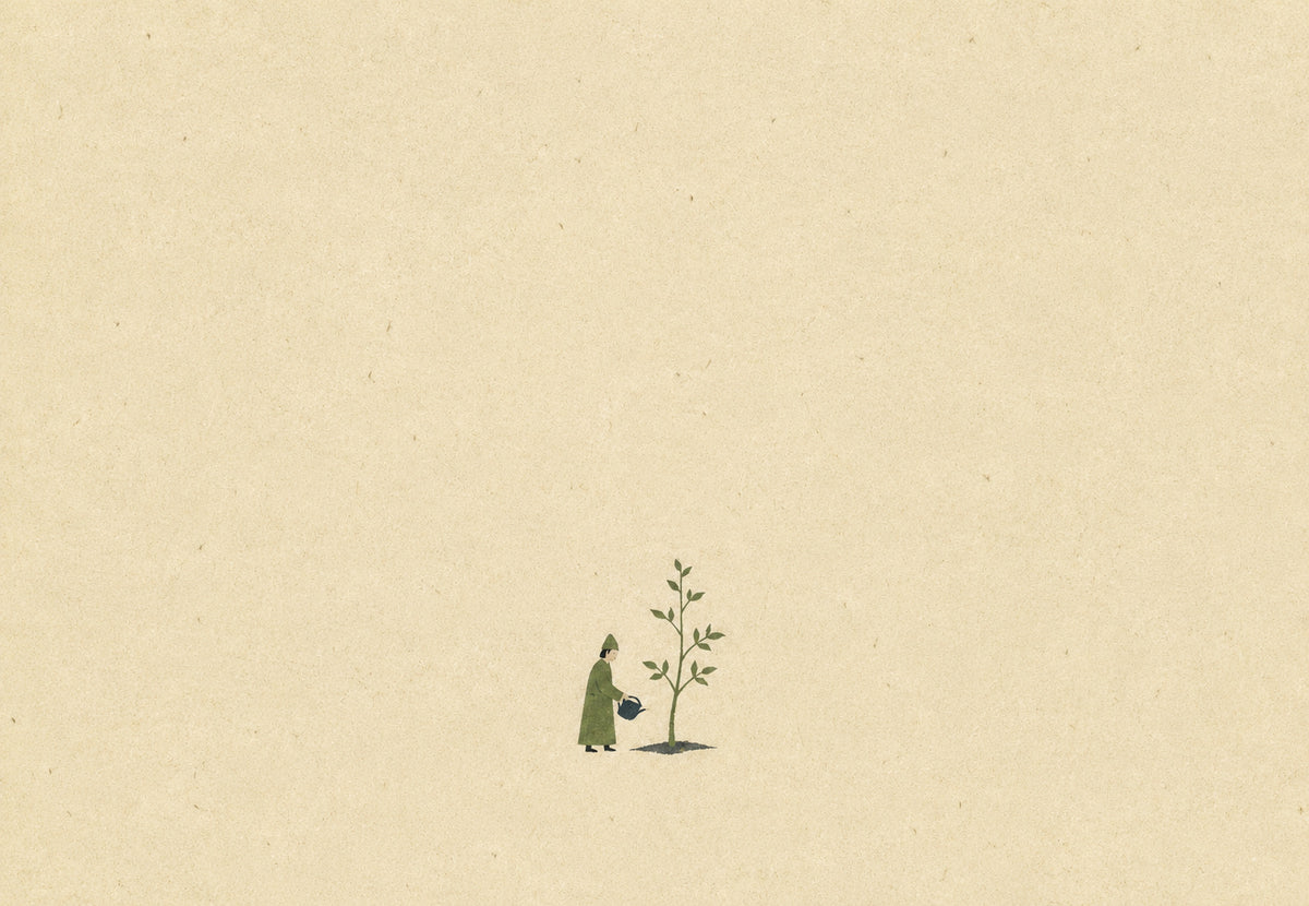 Der Gärtner und der junge Baum (Querformat)