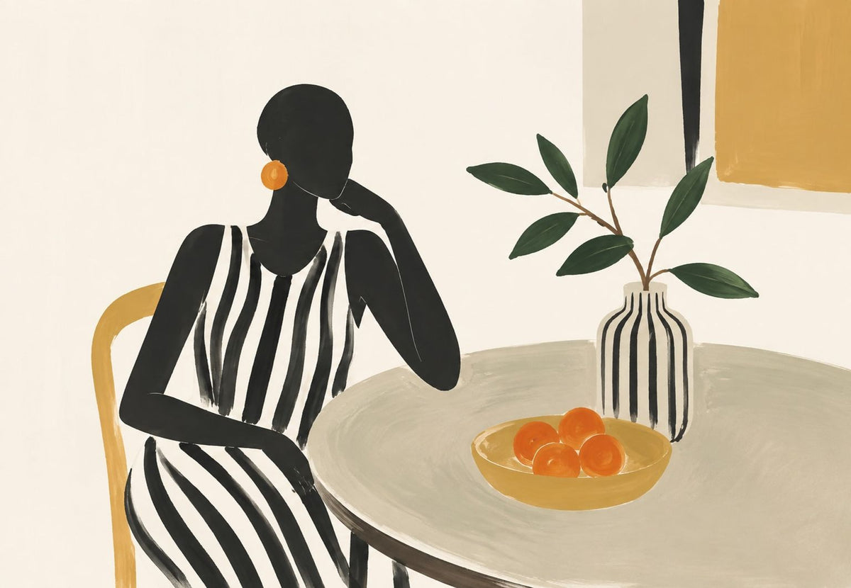 Silueta en la mesa de las naranjas (Horizontal)