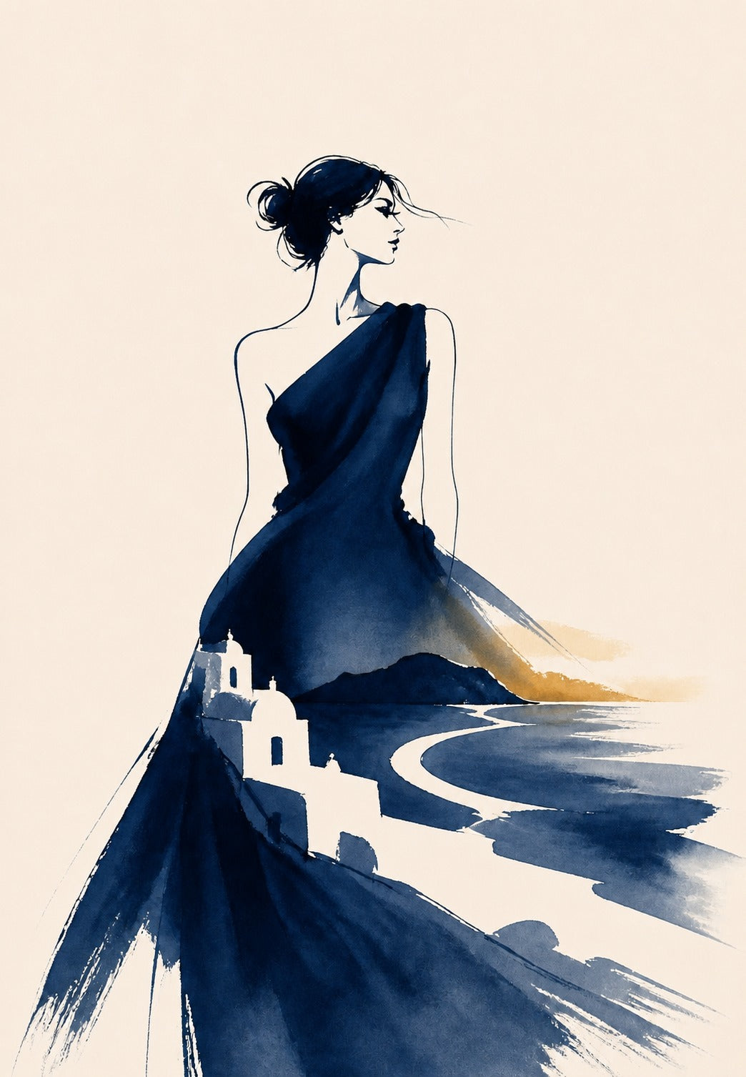 Azurblaue Silhouette an der griechischen Küste