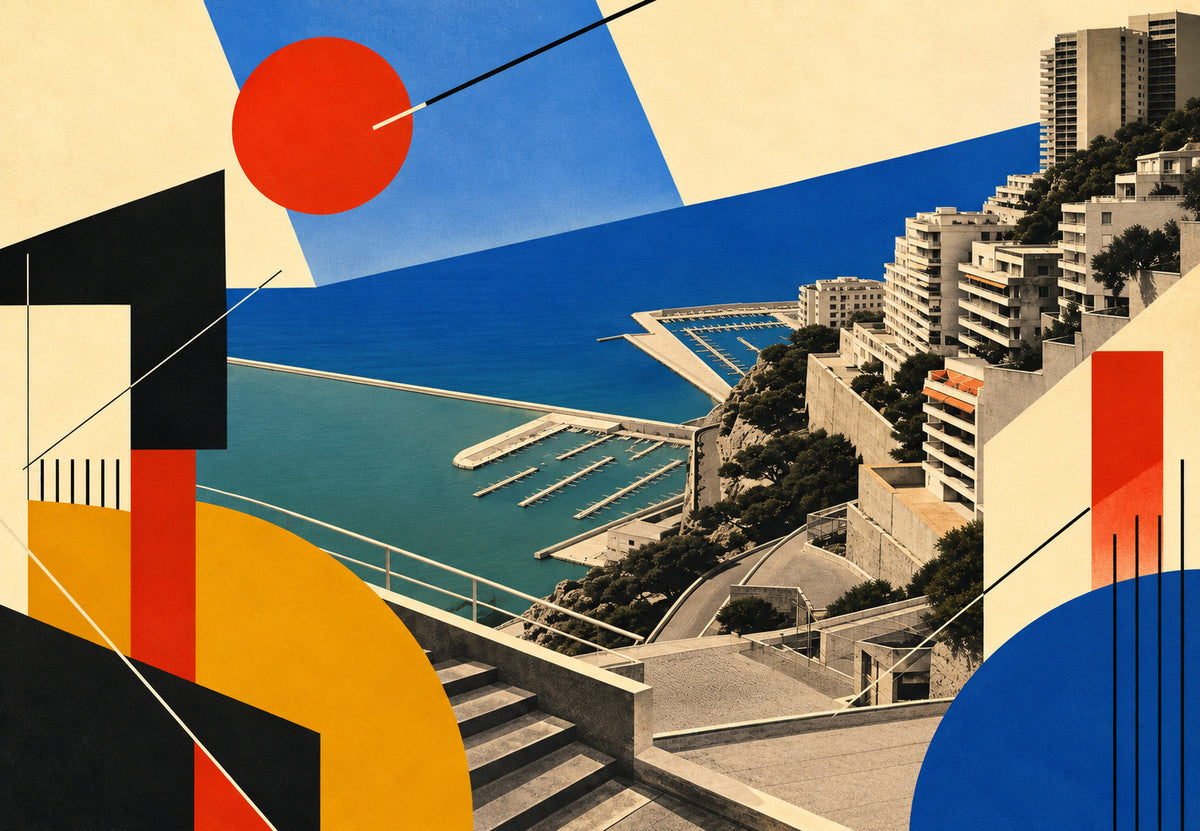 Monaco - The harbour in fragments (Landscape)