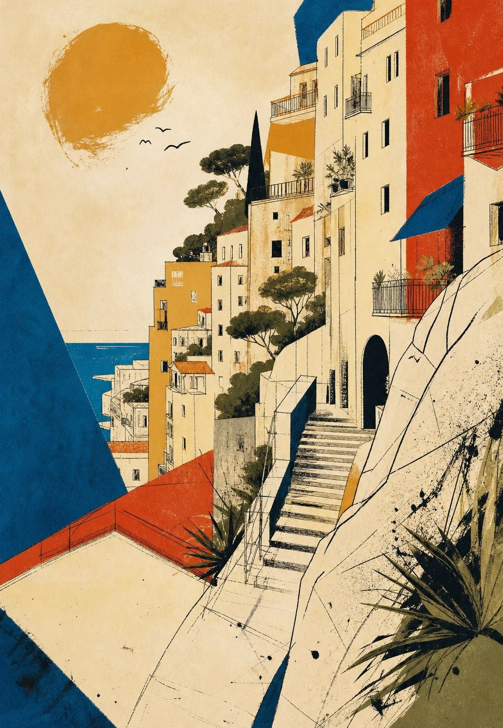 Monaco - Escalier entre les façades