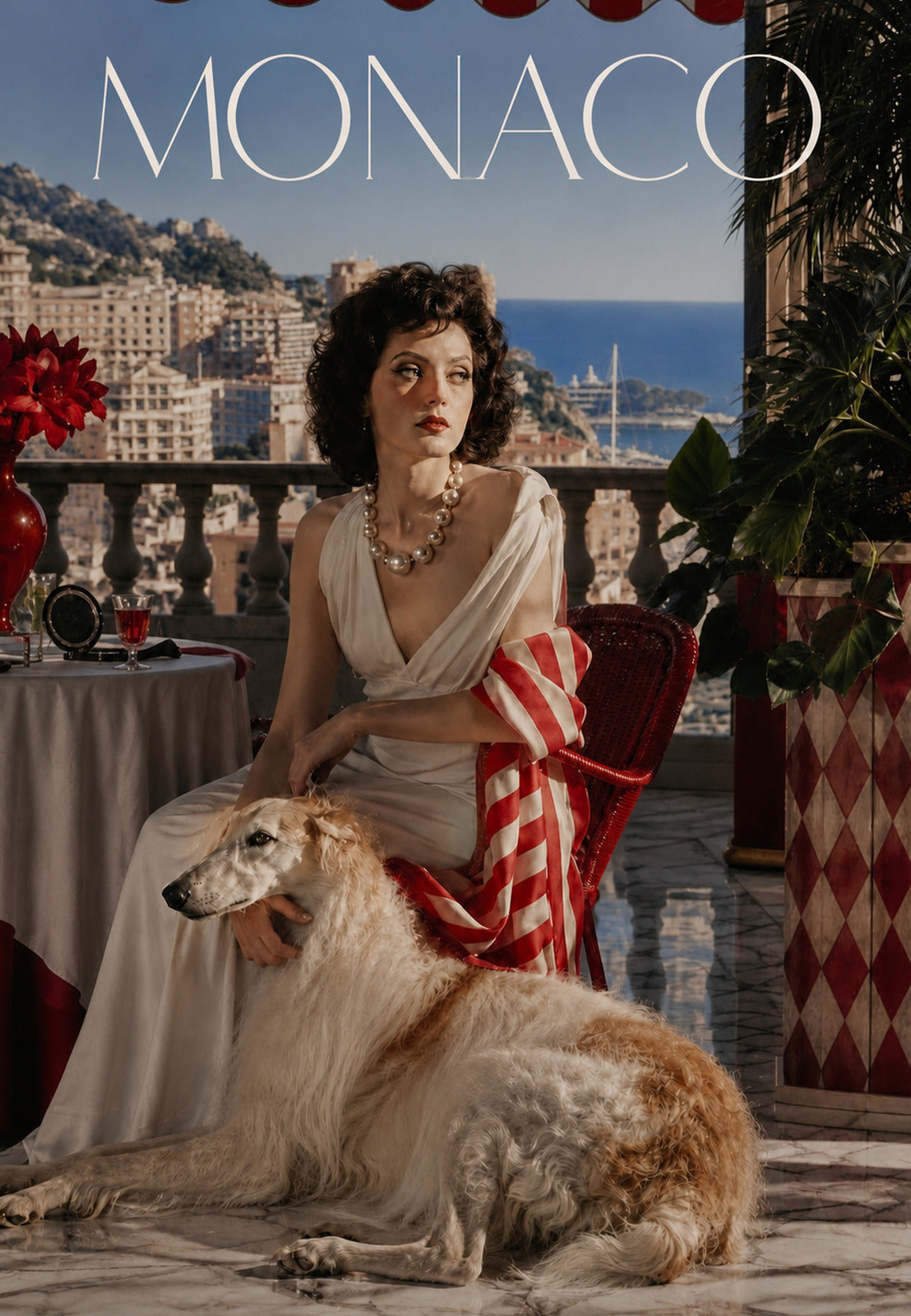 Monaco - Der Windhund auf der Terrasse