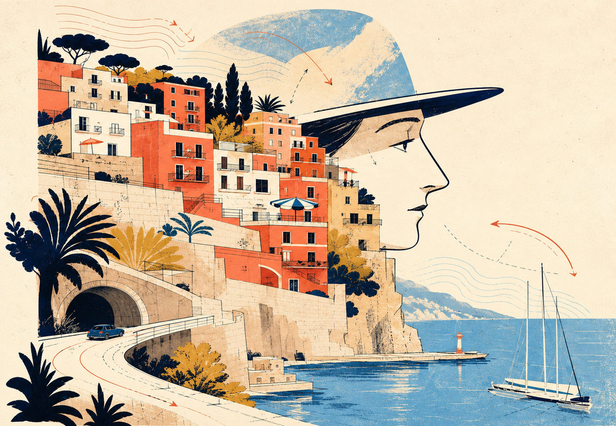Monaco - Profilo con cappello fuso nella città (Orizzontale)
