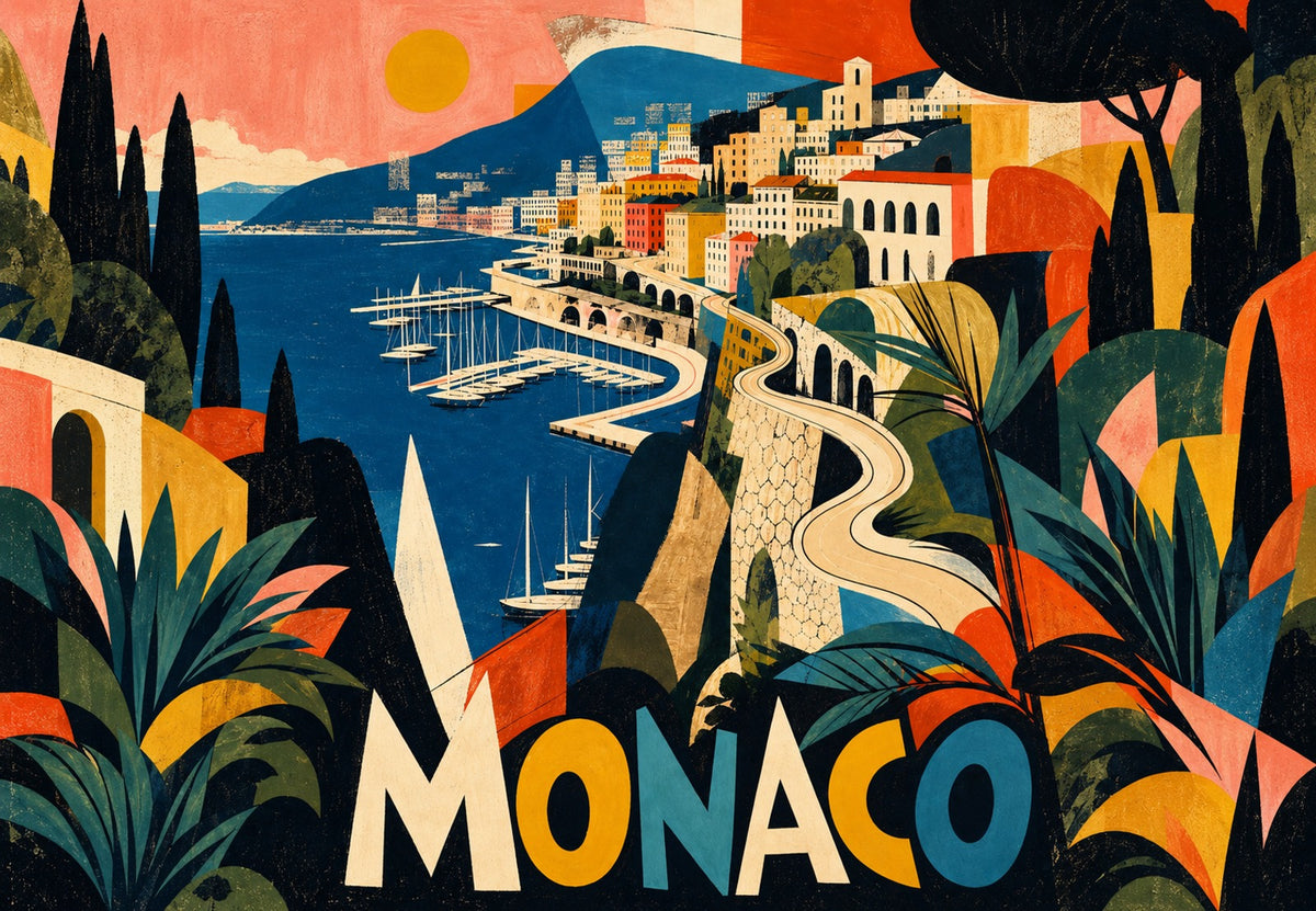 Monaco - Winding road above the sailing boats (Landscape)