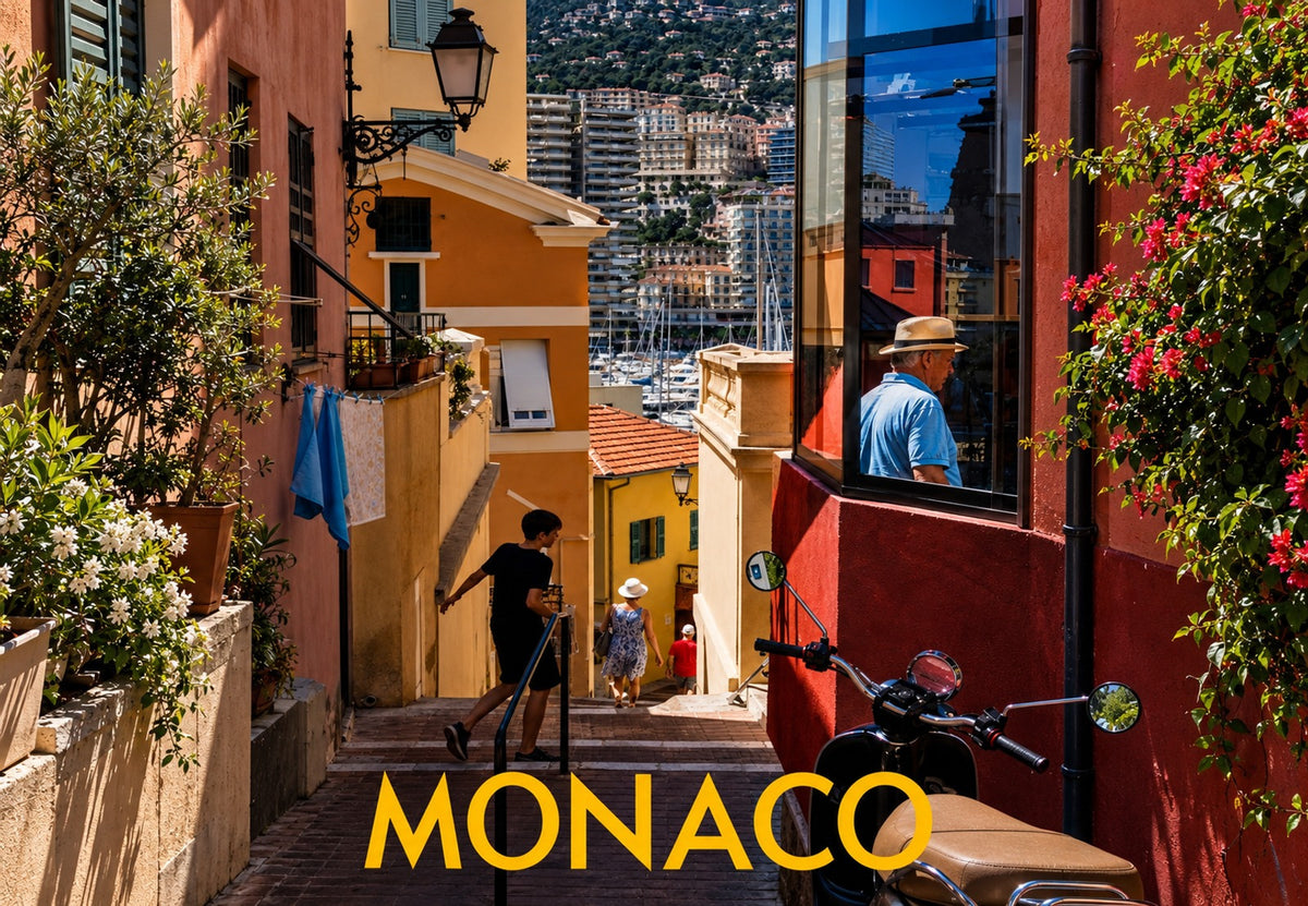 Monaco - Ruelle en escalier au soleil (Paysage)