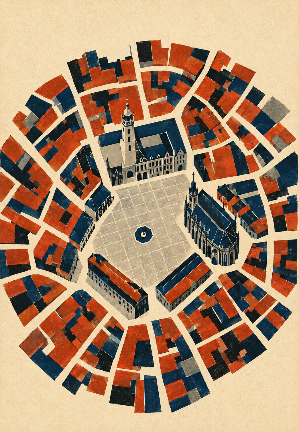 Mons - The Circular Plan Around the Grand-Place