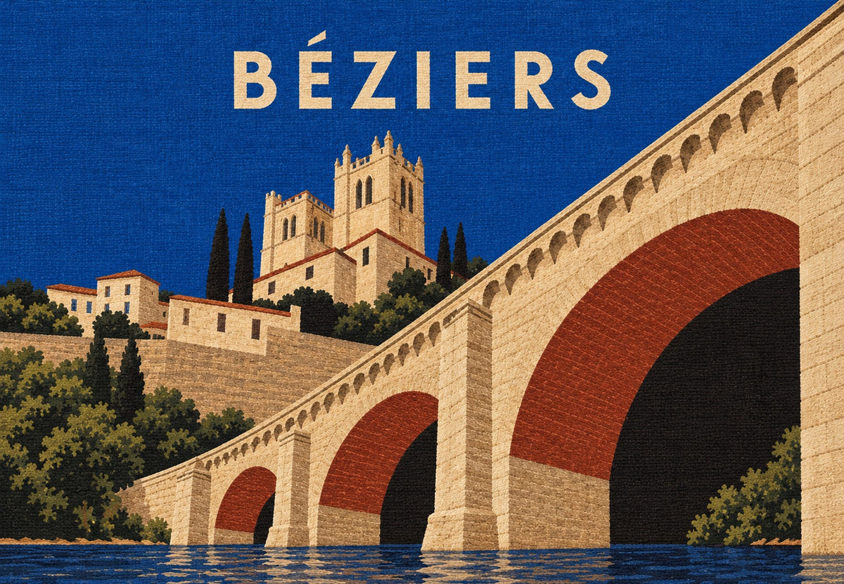 Béziers, Brücke und Kathedrale (Querformat)
