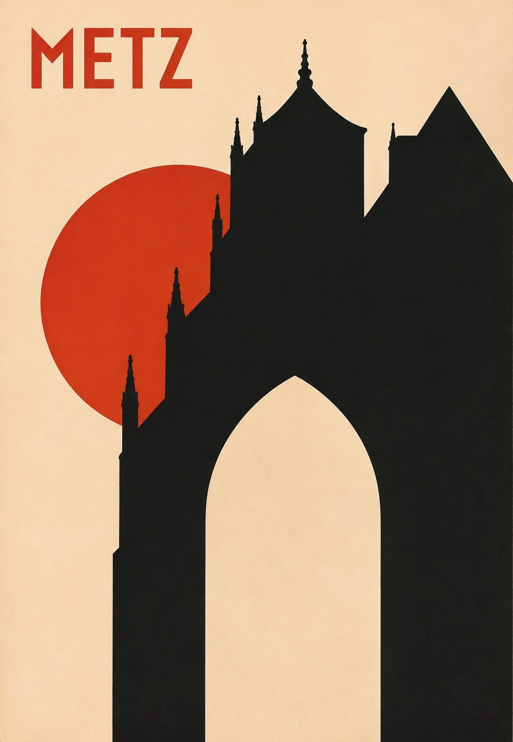 Metz Cathedral Under a Red Sun