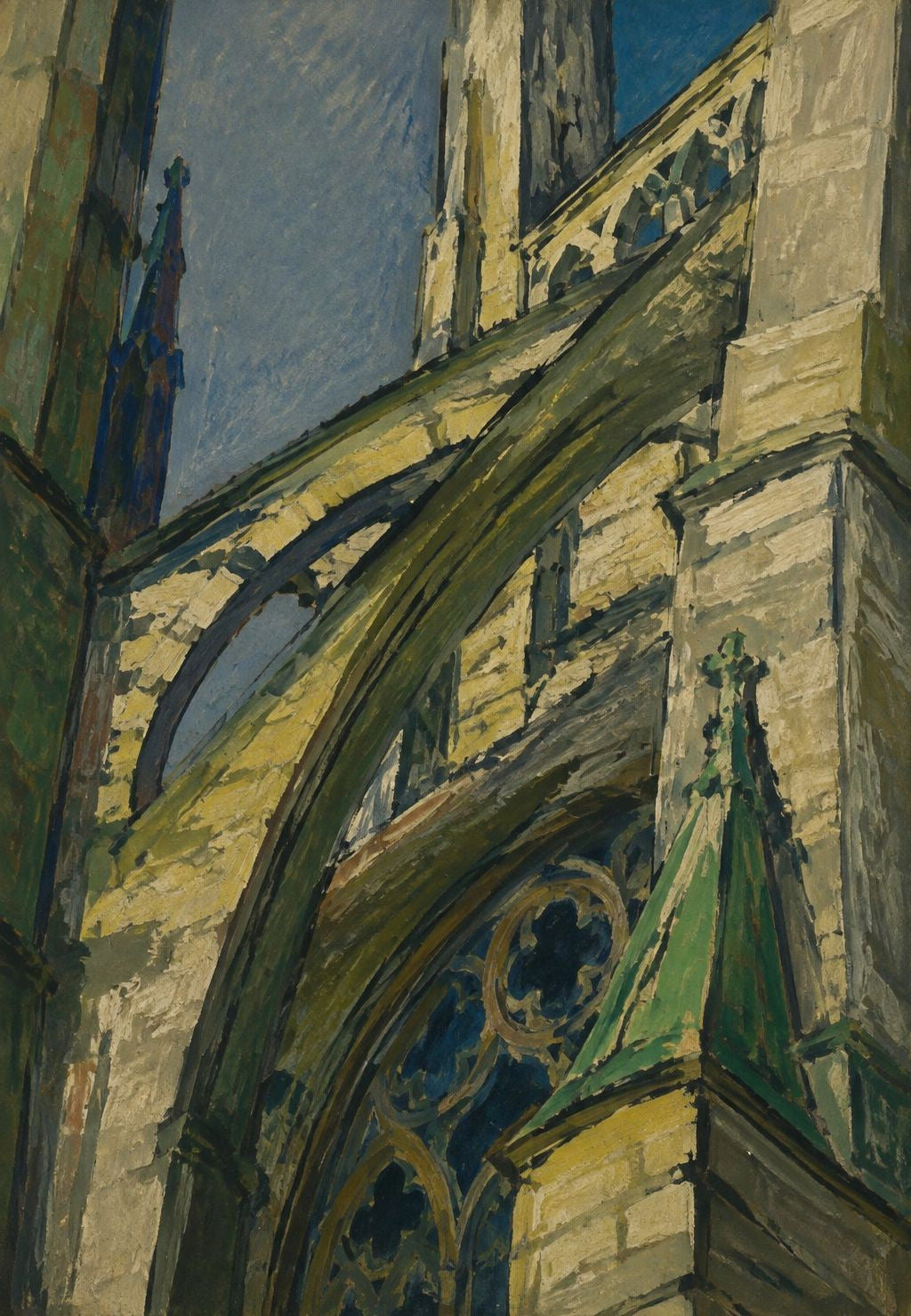 Gotische Kathedrale, Strebebogen und Rosette