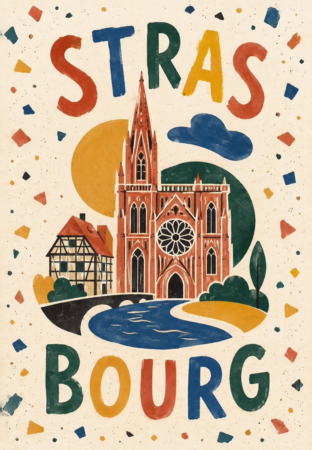 Catedral rosa junto ao rio