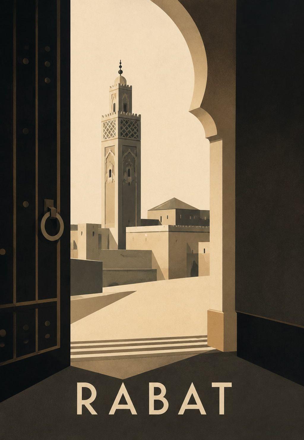 A nyitott ajtó Rabat minaretjéhez