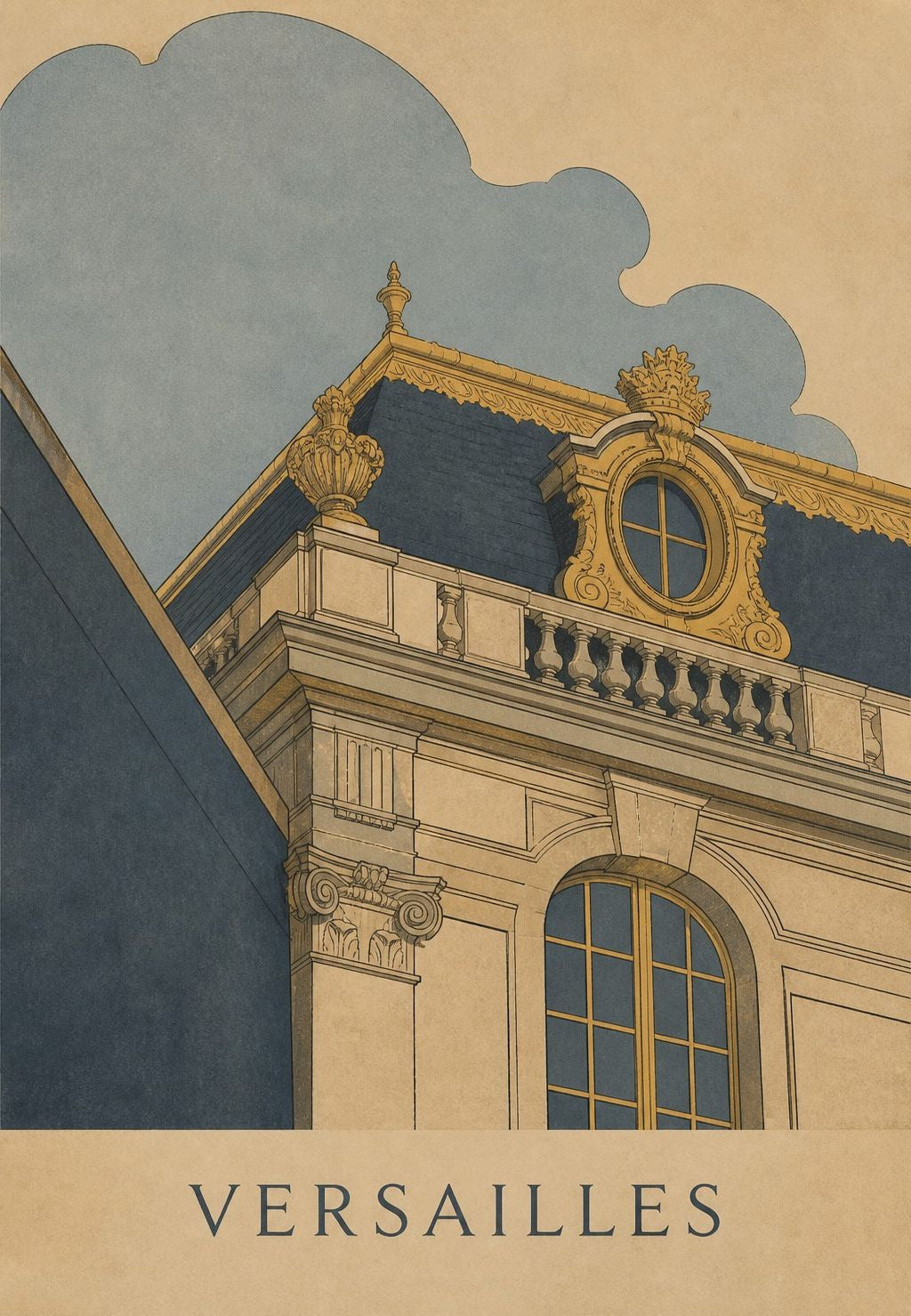 Le fronton doré du château de Versailles