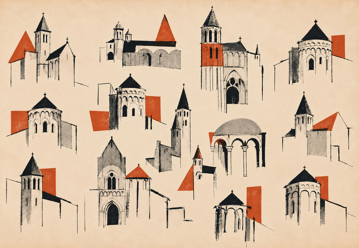 De kerktorens van Poitiers (Liggend)