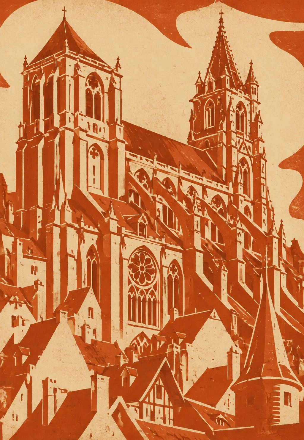 Die Dächer und die Kathedrale von Bourges