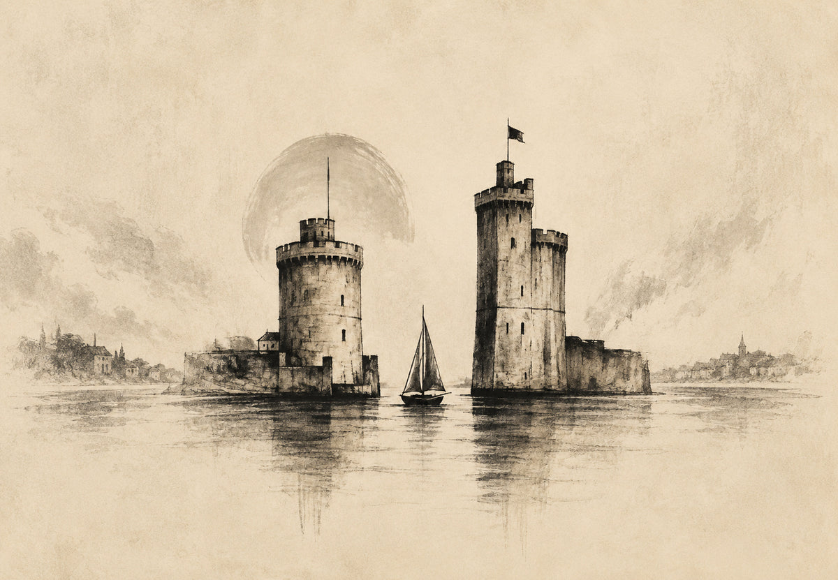 Die Türme von La Rochelle im Mondlicht (Querformat)