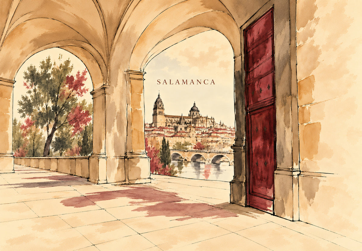 Salamanca durch einen Torbogen (Querformat)
