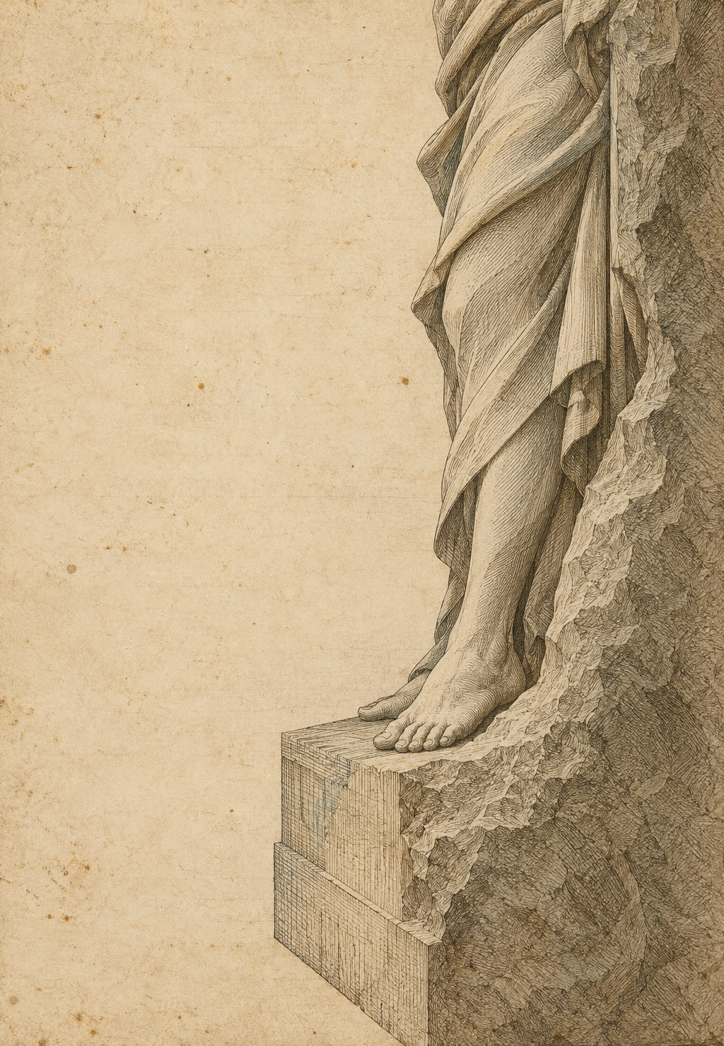Statua drappeggiata su un piedistallo