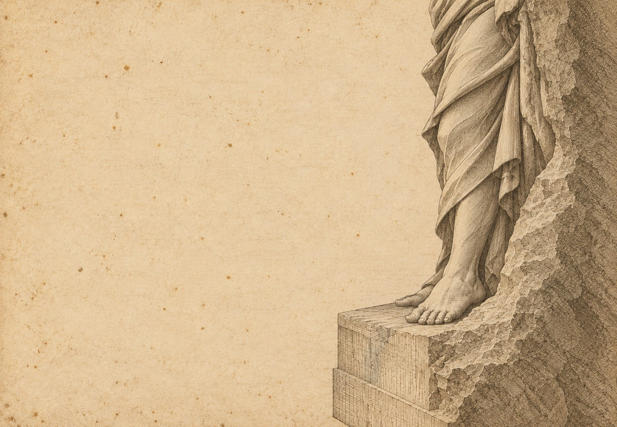 Drapierte Statue auf einem Sockel (Querformat)