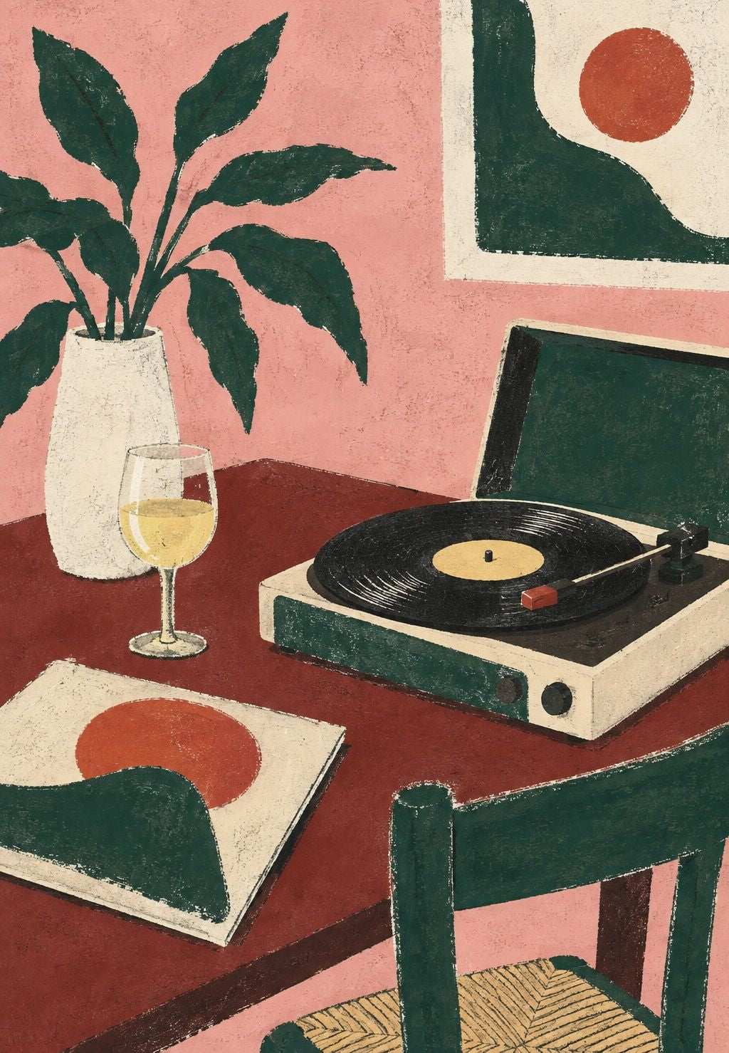 Turntable and White Wine