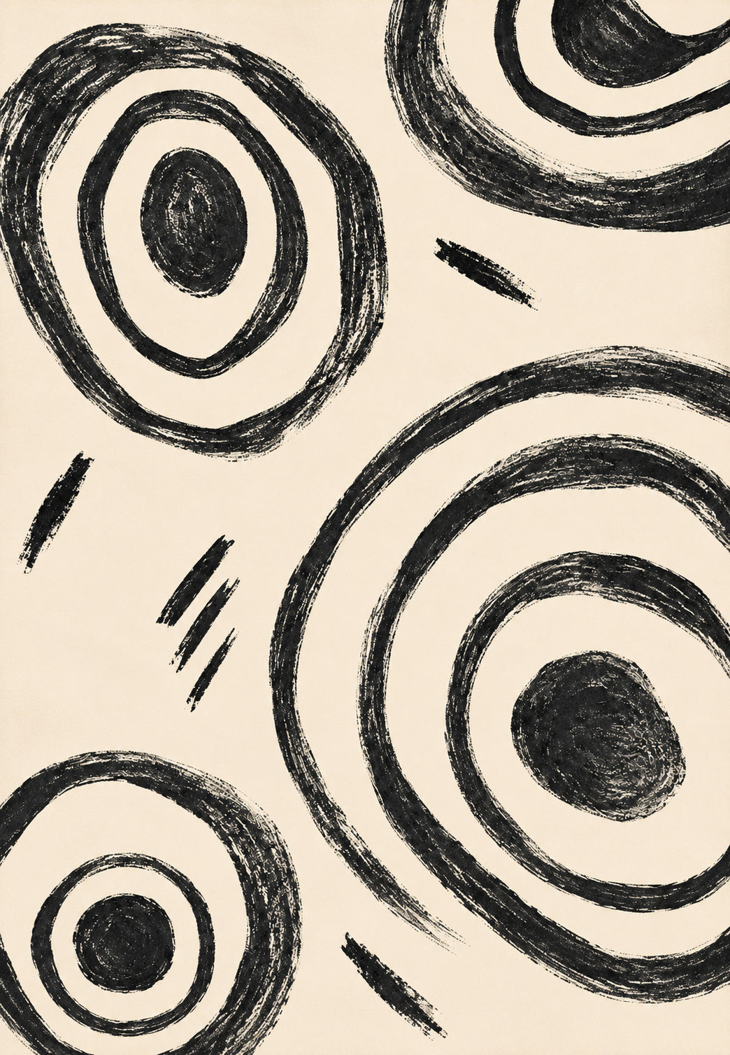 Cercles concentriques à l'encre noire