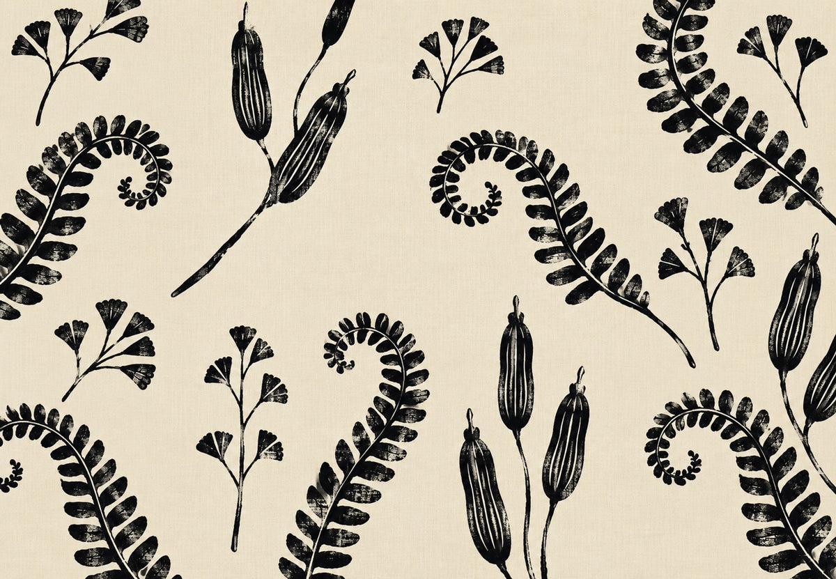 Ferns and Black Seed Pods (Landscape)