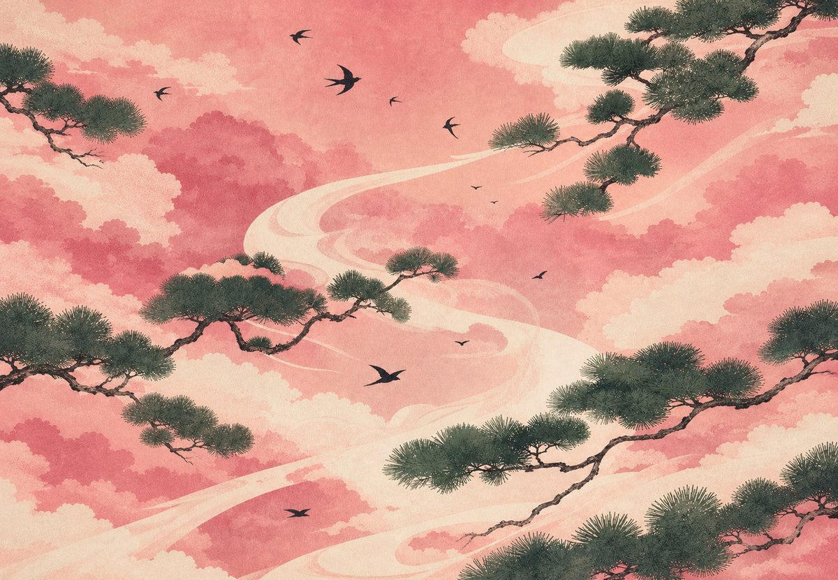 Rondini nel cielo rosa (Orizzontale)