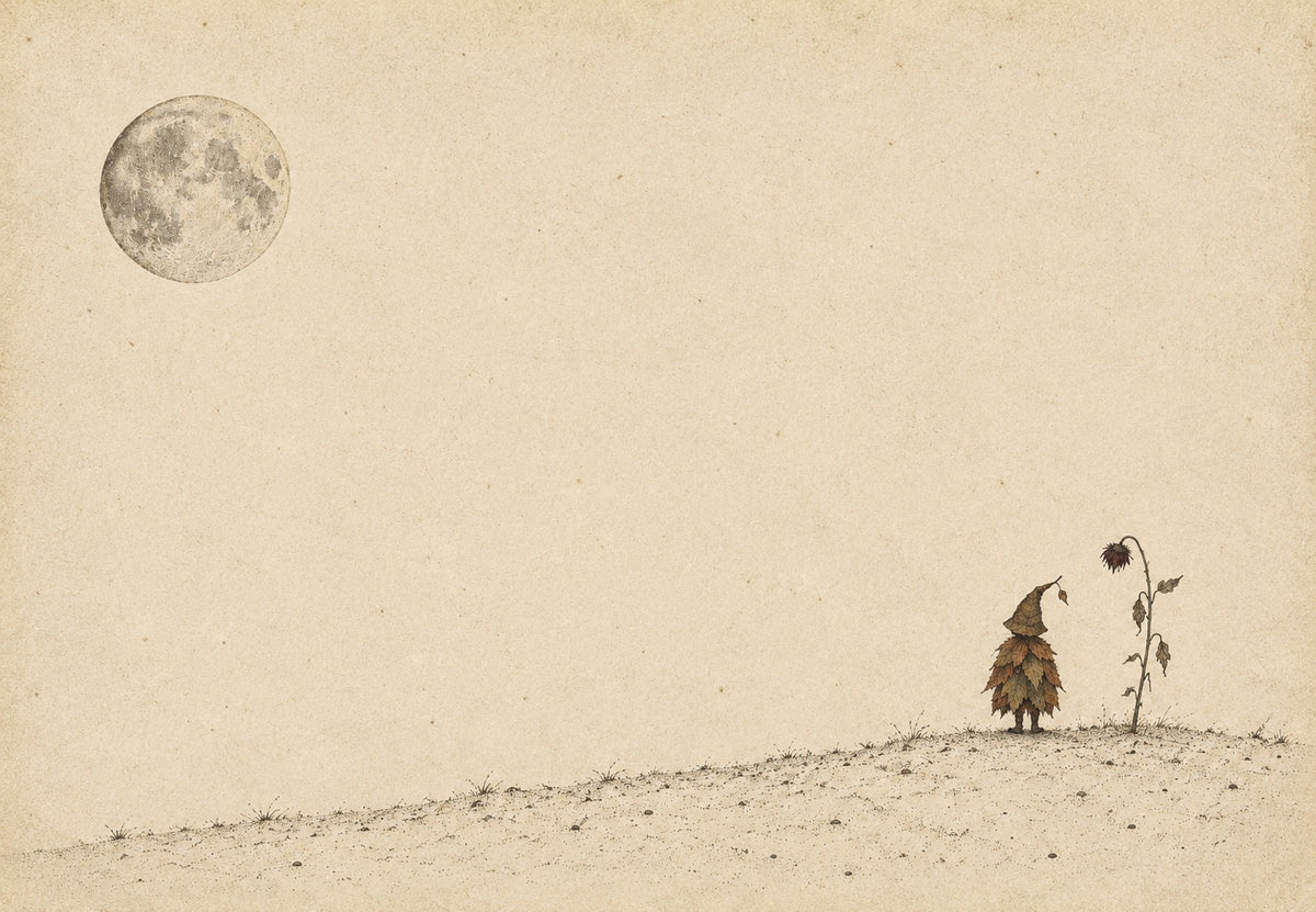 The Leaf Gnome Under the Full Moon (Landscape)